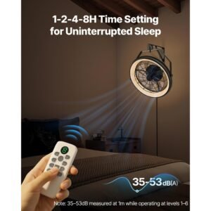 wall mounted fan with lights, 22 inch wall mount fan with remote, 6 speeds plug in wall fan, reversible, dimmable 3 color lighting, timer, 360°adjustable tilt for workshop, patio, home