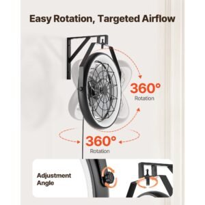 wall mounted fan with lights, 22 inch wall mount fan with remote, 6 speeds plug in wall fan, reversible, dimmable 3 color lighting, timer, 360°adjustable tilt for workshop, patio, home