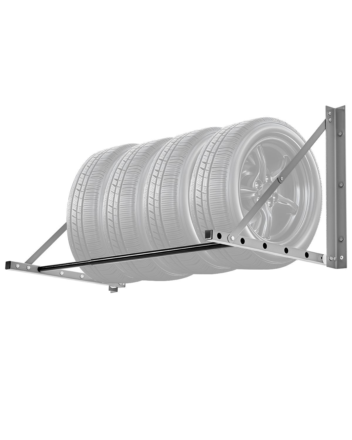 wall mounted folding tire rack, 32" 48" adjustable tire rack, q235 heavy duty steel tire storage rack for r14 r20 inch standard tires, max 300lbs load capacity for garage workshop repair shop