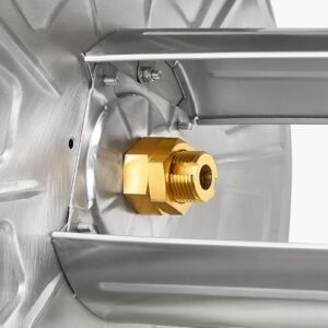 wall mounted garden hose reel, holds 150 ft 5/8 inch water hose winder, heavy duty stainless steel, outdoor manual reel with brass fitting & hose guide, space saving, for yard lawn garage