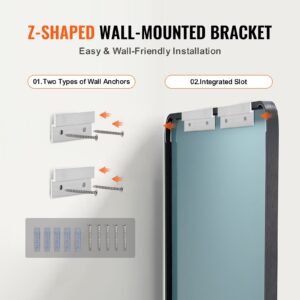 wall mounted makeup mirror, 0.15" thick, 30" x 48" mirror with aluminium alloy frame & explosion proof film, scratch resistant mirror with z shaped bracket, fit for bathroom/bedroom/living room