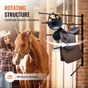 wall mounted saddle rack, 30.9 x 29.9 x 5.5 in, swing out saddle holder, six tiers horse saddle stand, space saving horse pad and blanket rack for tack room organization trailer accessories