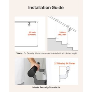 wall mounted stair handrail, 4ft pipe staircase handrail, black galvanized aluminum, 1.26 inch pipe diameter, indoor&outdoor staircase railing,industrial hand rail for steps,security baluster
