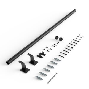 Wall Mounted Stair Handrail, 4ft Pipe Staircase Handrail, Black Galvanized Aluminum, 1.26 inch Pipe Diameter, Indoor&Outdoor Staircase Railing,Industrial Hand Rail for Steps,Security Baluster