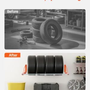 wall mounted tire rack, 31" 56" adjustable tire rack, q235 heavy duty steel tire storage rack for r14 r20 inch standard tires, max 400lbs load capacity, ideal for garage workshop repair shop
