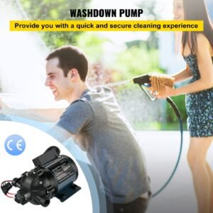 washdown pump, 12v dc, 7 gpm 60 psi, max. 10 ft lift self priming water pump, with epdm valve, universal salt water strainer & female/male thread, for rv, marine deck, yacht