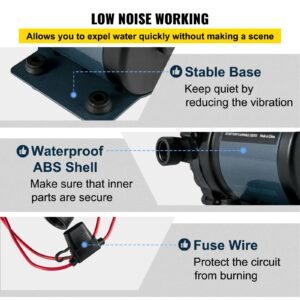 washdown pump, 12v dc, 7 gpm 60 psi, max. 10 ft lift self priming water pump, with epdm valve, universal salt water strainer & female/male thread, for rv, marine deck, yacht