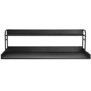 washer dryer countertop with 2 tier shelf, 54" x 27" wooden washer and dryer countertop with anti slip pads, water resistant laundry topper cover for laundry room organization and storage, black