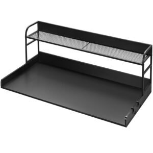 washer dryer countertop with 2 tier shelf, 54" x 27" wooden washer and dryer countertop with anti slip pads, water resistant laundry topper cover for laundry room organization and storage, black