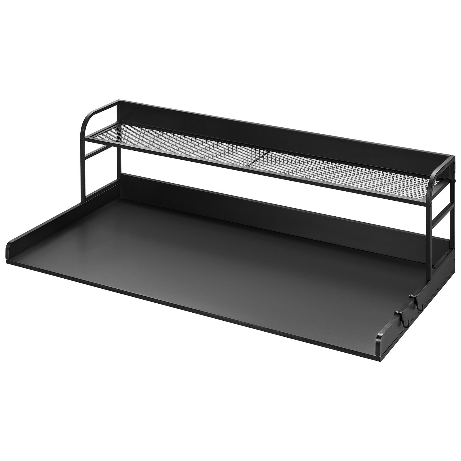 washer dryer countertop with 2 tier shelf, 54" x 27" wooden washer and dryer countertop with anti slip pads, water resistant laundry topper cover for laundry room organization and storage, black