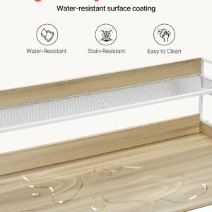 washer dryer countertop with 2 tier shelf, 54" x 27" wooden washer and dryer countertop with anti slip pads, water resistant laundry topper cover for laundry room organization and storage, oak