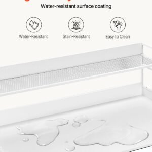 washer dryer countertop with 2 tier shelf, 54" x 27" wooden washer and dryer countertop with anti slip pads, water resistant laundry topper cover for laundry room organization and storage, white