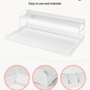 washer dryer countertop with 2 tier shelf, 54" x 27" wooden washer and dryer countertop with anti slip pads, water resistant laundry topper cover for laundry room organization and storage, white