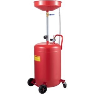 waste oil drain tank 20 gallon portable oil drain air operated drainer oil change, oil drain container, fluid fuel transfer drainage adjustable funnel height, with pressure regulating valve