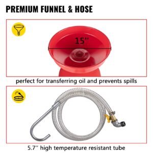 waste oil drain tank 20 gallon portable oil drain air operated drainer oil change, oil drain container, fluid fuel transfer drainage adjustable funnel height, with wheel for easy oil removal