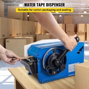 water activated tape dispenser, maximum 39.4" x 3.94" tape, adjustable length, width & water level, manual tape dispenser with water brush, carton packaging for express box, gift box