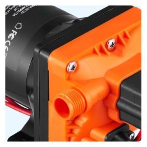 water diaphragm pump, 12v dc, 3.5 gpm flow, 55 psi rated pressure (40 80 psi adjustable), 1/2" mnpt self priming sprayer pump with pressure switch for rv camper marine boat lawn, fcc certified