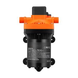 water diaphragm pump, 12v dc, 3.5 gpm flow, 55 psi rated pressure (40 80 psi adjustable), 1/2" mnpt self priming sprayer pump with pressure switch for rv camper marine boat lawn, fcc certified