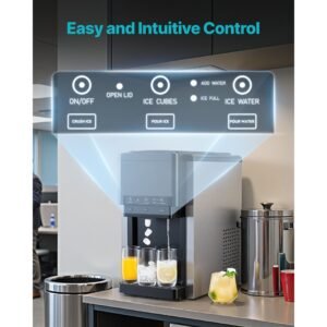water dispenser with ice maker, 3 in 1 countertop water dispenser, 35 lbs/24h, 12 cubes/7 min fast ice making with 4 lbs storage, bullet/crushed ices & cold water, for home, kitchen, party