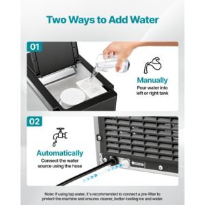 water dispenser with ice maker, 3 in 1 countertop water dispenser, 35 lbs/24h, 12 cubes/7 min fast ice making with 4 lbs storage, bullet/crushed ices & cold water, for home, kitchen, party
