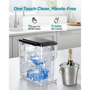 water dispenser with ice maker, 3 in 1 countertop water dispenser, 35 lbs/24h, 12 cubes/7 min fast ice making with 4 lbs storage, bullet/crushed ices & cold water, for home, kitchen, party