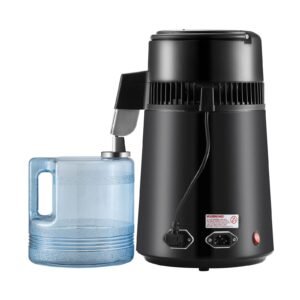water distiller, 4l 1.05 gallon pure water purifier filter for home countertop, 750w distilled water maker, stainless steel interior distiller water making machine to make clean water, black