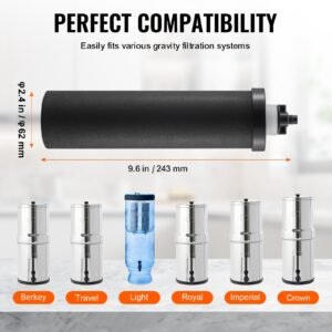 water filters replacement, purification elements, activated carbon replacement filters, easy to replace water filter, gravity water filter system, compatible with most brands, pack of 2, black