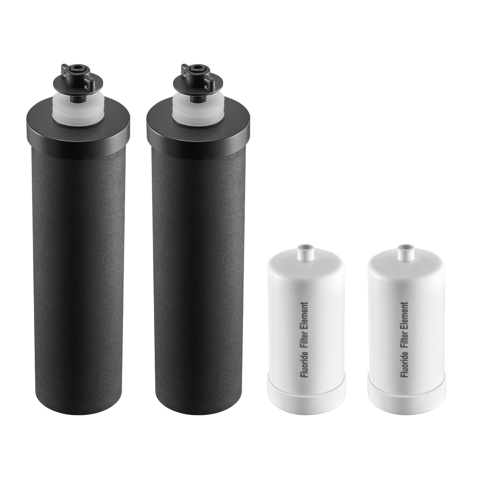 water filters replacement, purification elements, replacement filters, gravity water filter system, compatible with most brands, pack of 4 (2 activated carbon filter + 2 defluorination filter)