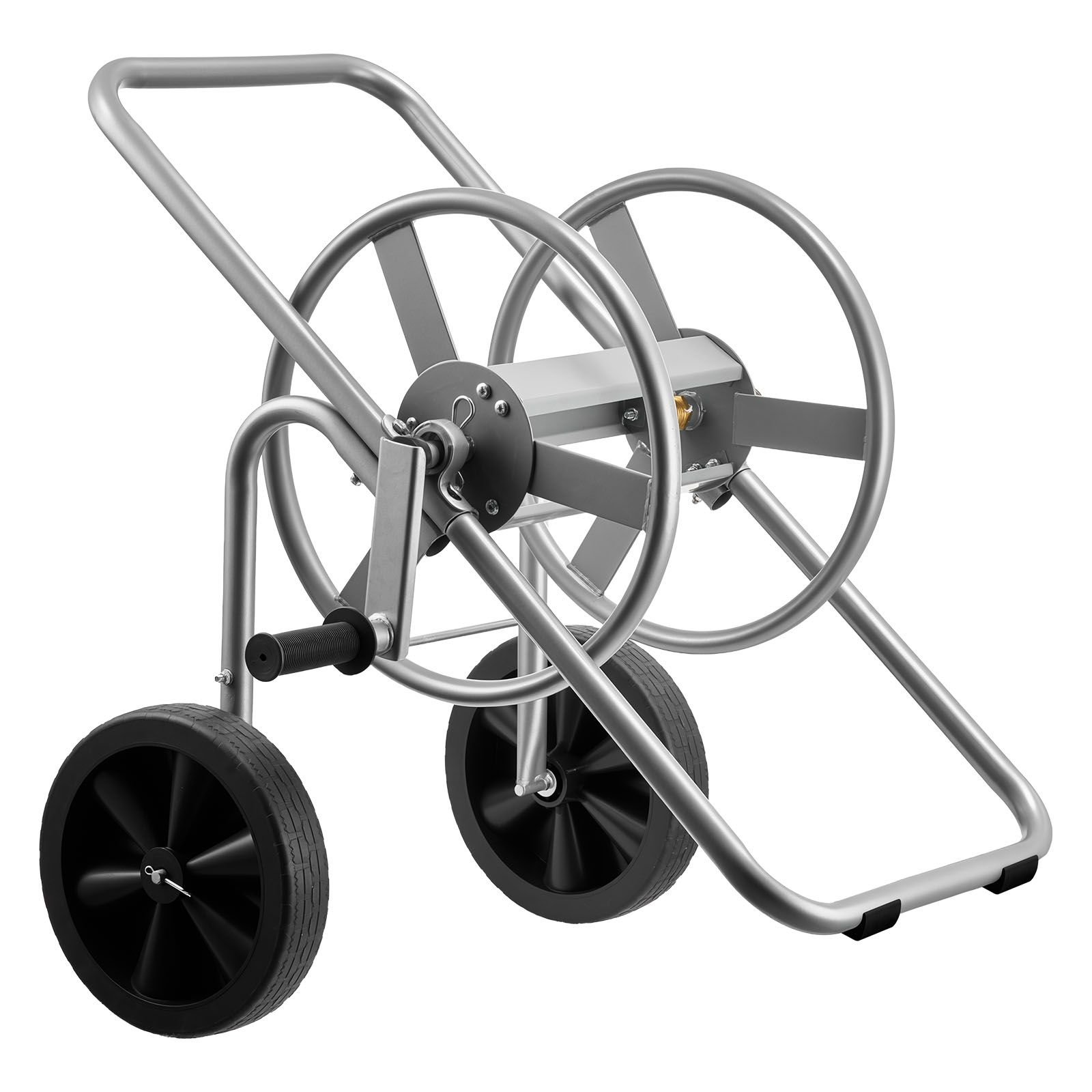 water hose reel cart, 200/300 ft high pressure garden hose cart, hoses reel carts with two wheels, handle & heavy duty mesh storage basket, portable hoses reels for garden watering, car washing