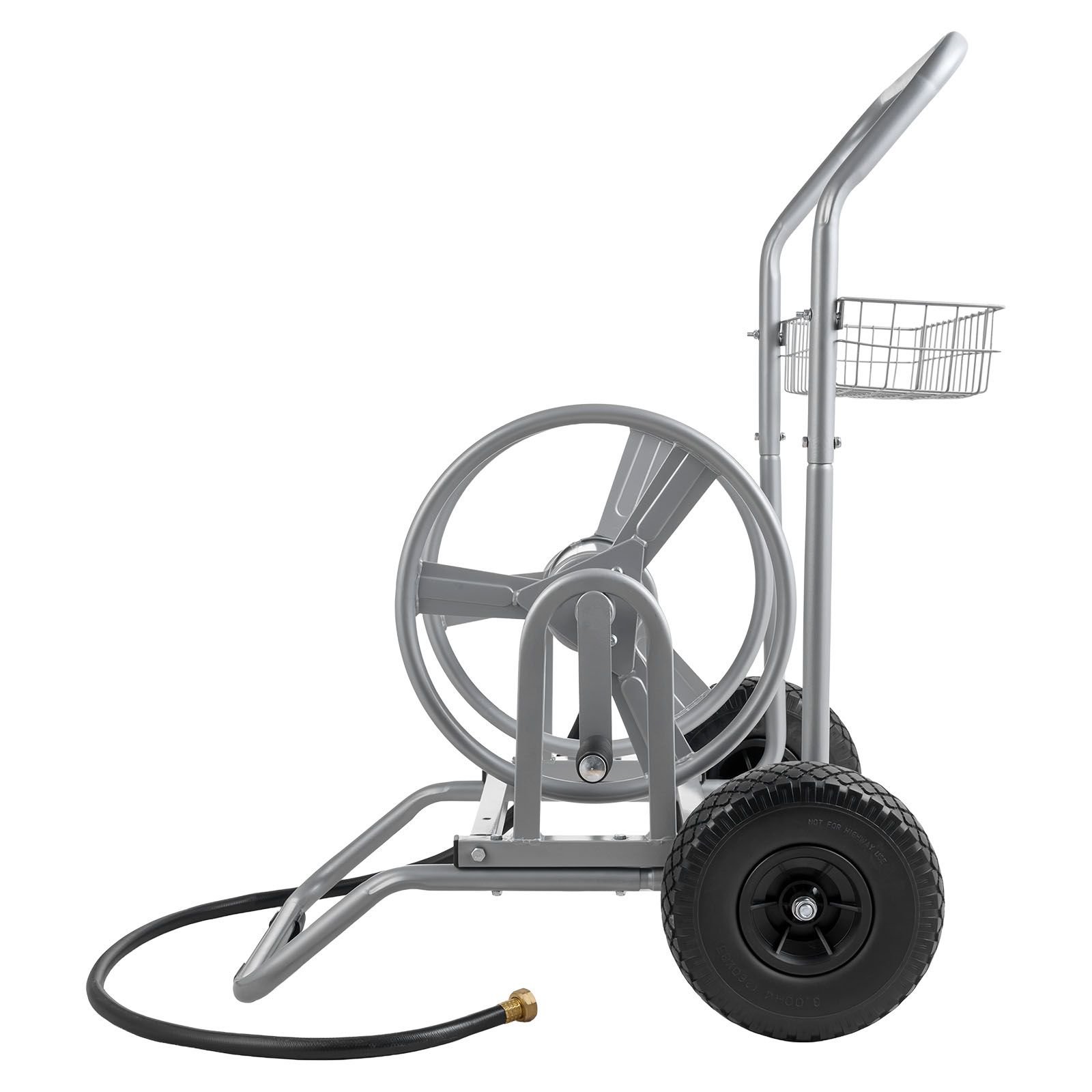 water hose reel cart, 200/300ft high pressure garden hose cart, hoses reel carts with two wheels, handle & heavy duty mesh storage basket, dual purpose portable hoses reels for garden, car, pet