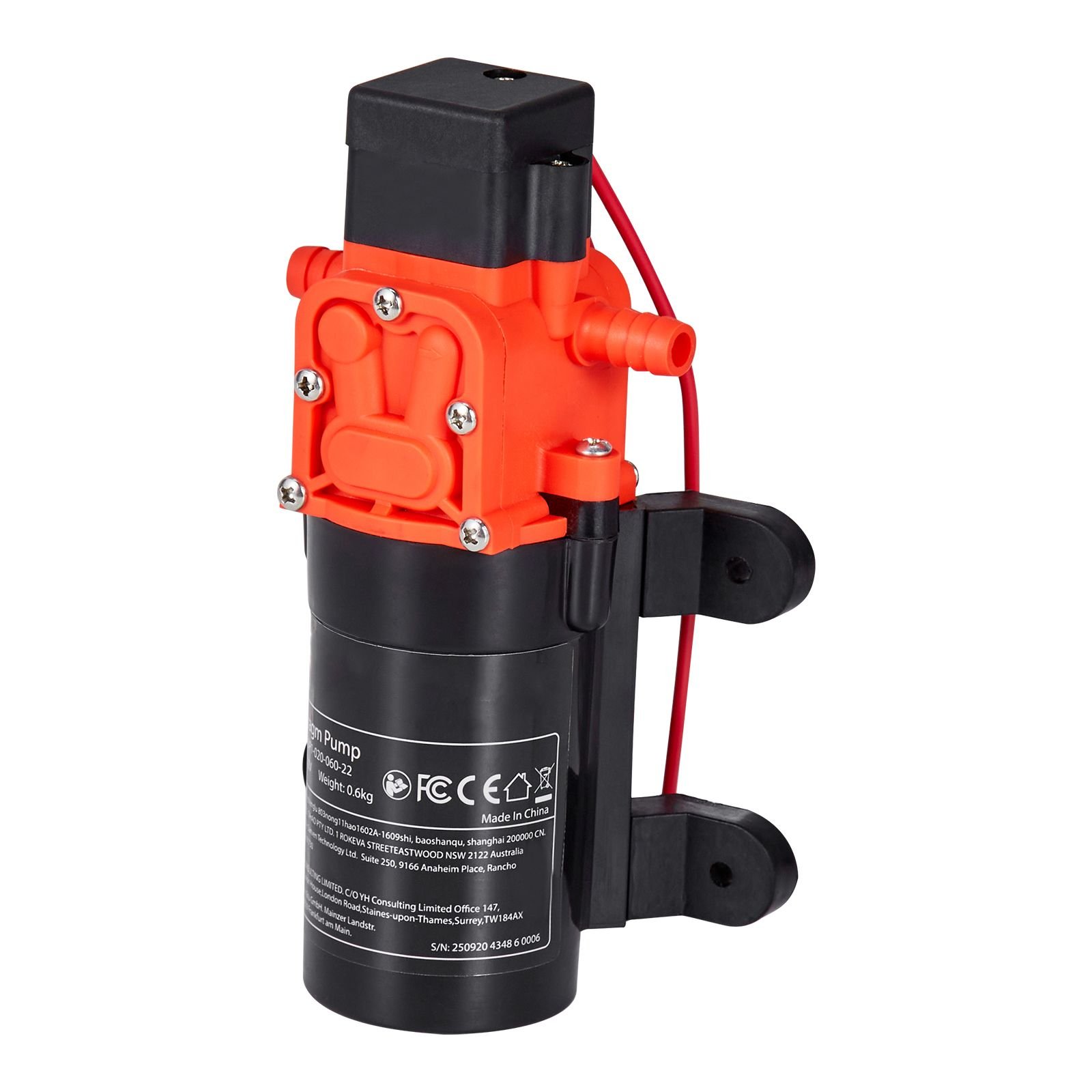 water pressure pump, 12v dc 1.2 gpm (4.5 l/min), 2 chamber self priming diaphragm water pump with 2 hose clamps, 80 psi max pressure, quiet operation, for rv, caravan, marine, garden irrigation
