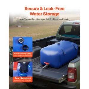 water storage bladder 30 gallon large capacity water bag, portable & collapsible soft waters container, leakproof & tear resistant pvc emergency waters storage tank for rv truck & outdoor use