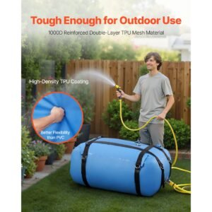 water storage bladder, 35 gallon large capacity tpu soft water bag, portable & collapsible water storage containers, leakproof & wear resistant rv waters tank for camping irrigation outdoor use