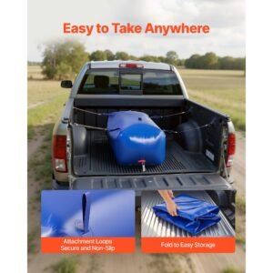 water storage bladder 63.4 gallon large capacity water bag, portable & collapsible soft waters container, leakproof & tear resistant pvc emergency waters storage tank for rv truck & outdoor use