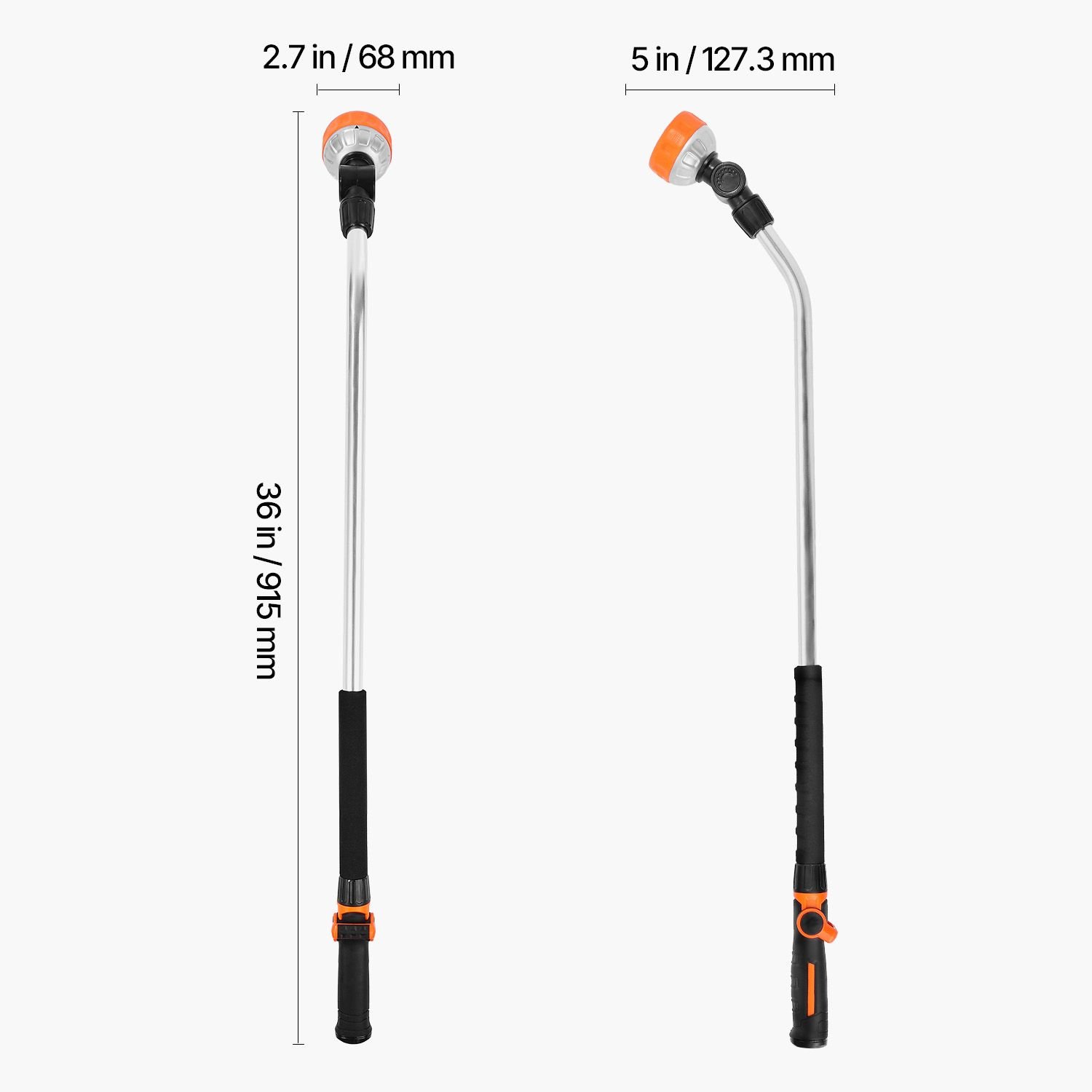 watering wand, 36 inch extra long heavy duty garden hose wand with 8 spray patterns & 180° swivel head, long hose nozzle sprayer with on/off thumb control