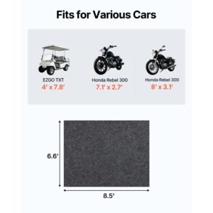 waterproof garage floor mat for under car, non slip 6.6'x8.5' compact size heavy duty containment mat, protects garage floor from water, mud and oil, for garages,greenhouses,entrance