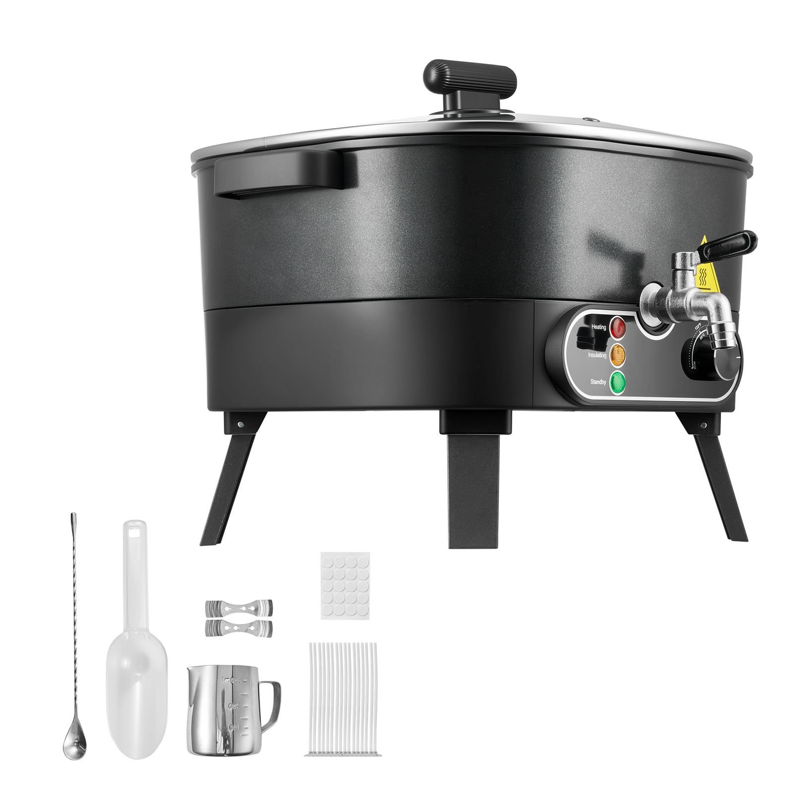 wax melter for candle making, 6.3 qts, fast and even heating, with easy pour spout and temperature control, grooved base for non stick and smooth flow, wax melting pot for making candles soaps