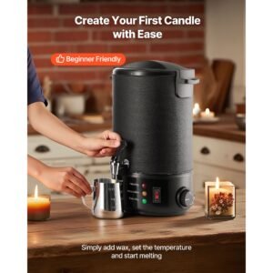 wax melter for candle making, 8.5 qts, fast and even heating, with easy pour spout and temperature control, grooved base for non stick and smooth flow, wax melting pot for making candles soaps