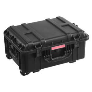 weatherproof hard case, heavy duty protective dry box case with pre cut foam, wheels & retractable pull handles for travel, hunt, military, tactical, ip67 waterproof case for cameras(57x45x28)