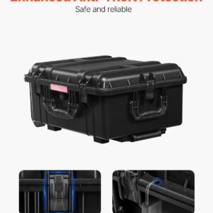 weatherproof hard case, heavy duty protective dry box case with pre cut foam, wheels & retractable pull handles for travel, hunt, military, tactical, ip67 waterproof case for cameras(57x45x28)