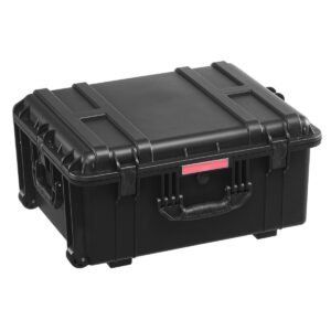 weatherproof hard case, heavy duty protective dry box case with pre cut foam, wheels & retractable pull handles for travel, hunt, military, tactical, ip67 waterproof case for cameras(63x50x32)