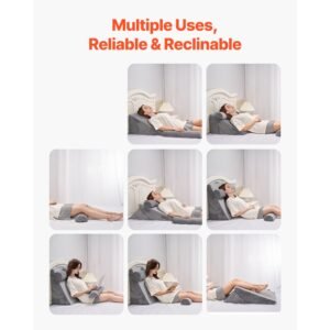 wedge pillow for sleeping, 4 pcs adjustable orthopedic bed wedge set, support arm leg neck shoulder, post surgery pillow for back pain, acid reflux, snoring relief, sitting up in bed, dark grey