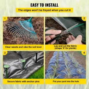 weed barrier, 5.8oz landscape fabric, 3ft x 300ft cover mat heavy duty woven grass control geotextile for garden, patio, black