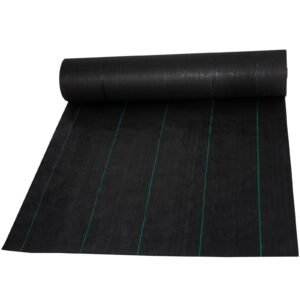 weed barrier landscape fabric, 5 x 250 ft, 5 oz premium woven ground cover heavy duty pp material & easy setup, single layer for outdoor garden, lawn, driveway, black