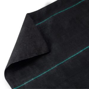 weed barrier landscape fabric, 5 x 250 ft, 5 oz premium woven ground cover heavy duty pp material & easy setup, single layer for outdoor garden, lawn, driveway, black
