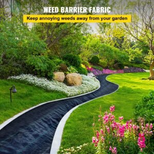weed barrier landscape fabric, 6 x 250 ft, 4.1 oz premium woven ground cover, heavy duty pp material & easy setup, weed control for outdoor garden, lawn, driveway, black