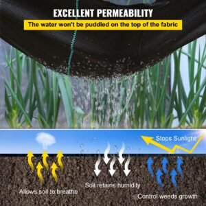 weed barrier landscape fabric, 6 x 250 ft, 4.1 oz premium woven ground cover, heavy duty pp material & easy setup, weed control for outdoor garden, lawn, driveway, black