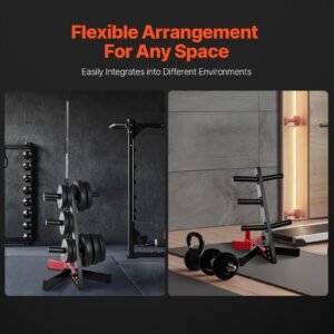 weight plate rack, l frame weight plate tree for 2 inch weight plates, standard weight plate tree, 500 lbs load capacity weight storage holder, home gym barbell rack storage stand, black & red