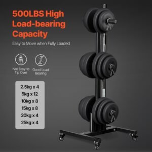 weight plate rack, vertical weight plate tree for 2 inch weight plates, standard weight plate tree with wheels, 1000 lbs load capacity weight storage holder, home gym barbell rack storage stand