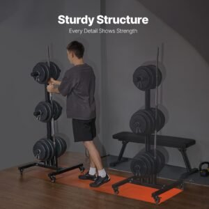 weight plate rack, vertical weight plate tree for 2 inch weight plates, standard weight plate tree with wheels, 1000 lbs load capacity weight storage holder, home gym barbell rack storage stand